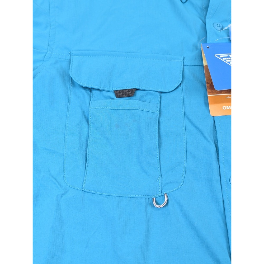 Columbia Fishing Shirt Mens Small Bahama Elite Upf 50 Aqua Blue Green PFG Omni - Picture 9 of 12